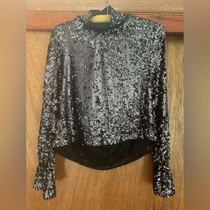 Free People Black sequin top